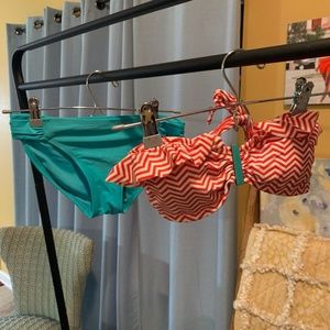Target Coral And Teal Bathing Suit With Chevron Top